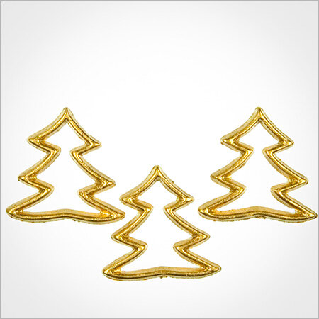 Wachsmotiv Weihnachtskerzen - Tannenbaum, innen offen 3cm gold, 3Stk.