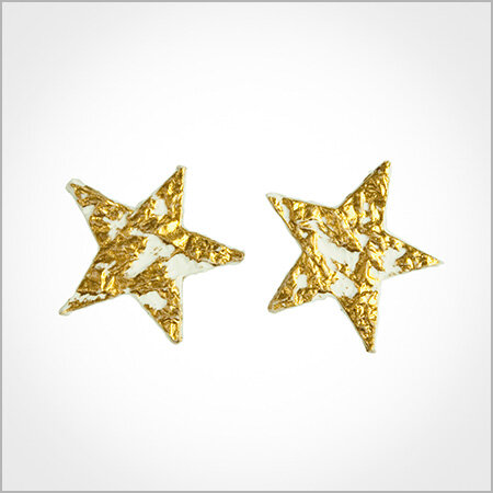 Wachsmotiv Weihnachtskerzen - Stern mit Knitter 3,5cm weiß-gold, 2Stk.