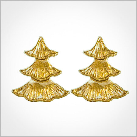 Wachsmotiv Weihnachtskerzen - Tannenbaum 3 Ebenen weiß-gold, 2Stk.