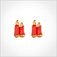 Wachsmotiv Weihnachtskerzen - Doppelkerze rot-gold, 2 Sets