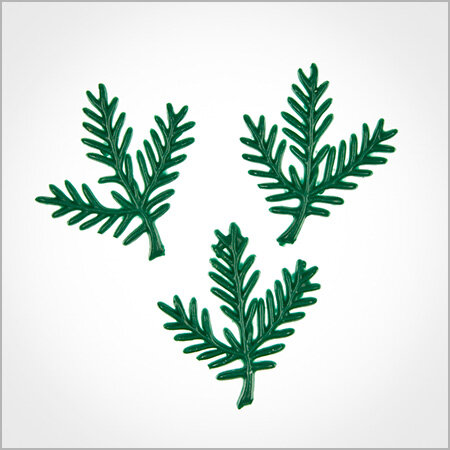 Wachsmotiv Weihnachtskerzen - Tannenzweig grün 3,8 cm, 3Stk.