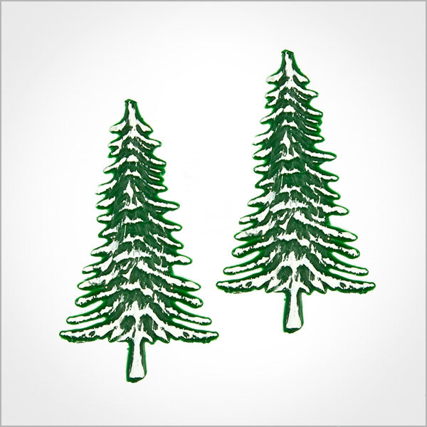 Wachsmotiv Weihnachtskerzen - Tannenbaum 6cm grün-weiß, 2Stk.