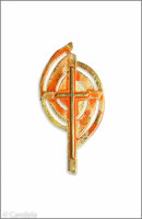 Wachsmotiv Kreuz-Emblem, orange-gelb-gold