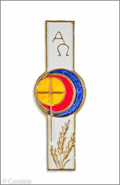 Wachsmotiv Emblem mit Kreuz, Ähre, A u. O