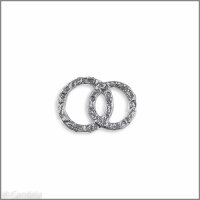 Wachsmotiv Hochzeitskerze - Doppelringe, geknittert, silber