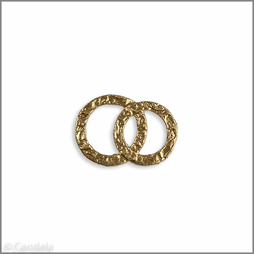 Wachsmotiv Hochzeitskerze - Doppelringe, geknittert, gold