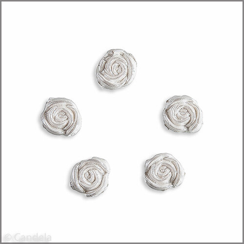 Wachsmotiv Rosenblüte 1,2cm perlmutt 5 St.