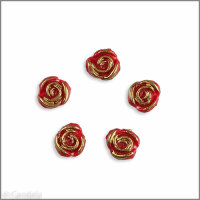 Wachsmotiv Rosenblüte 1,2cm rot-gold 5 St.