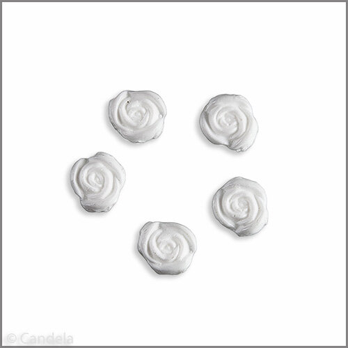 Wachsmotiv Rosenblüte 1,2 cm weiß 5 St.