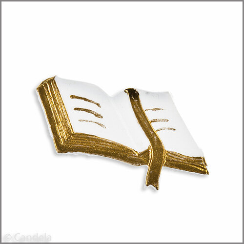 Wachsmotiv Kommunionkerze - Bibel offen mit Band 3x6cm