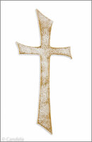 Wachsmotiv Kreuz weiß, gold betupft 16cm, zum...