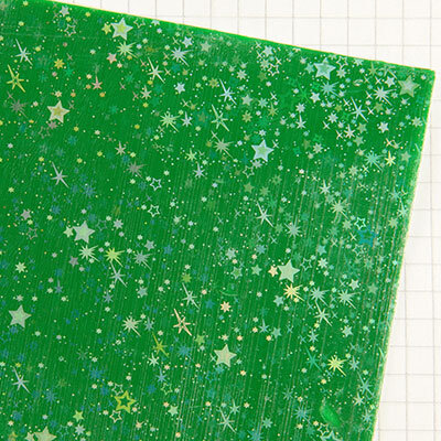 Wachsplatten holografische Sterne grün - 10x20cm