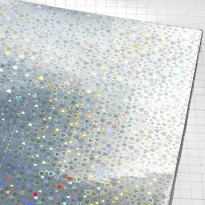 Wachsplatten Holografie silber Herzen - 10x20cm