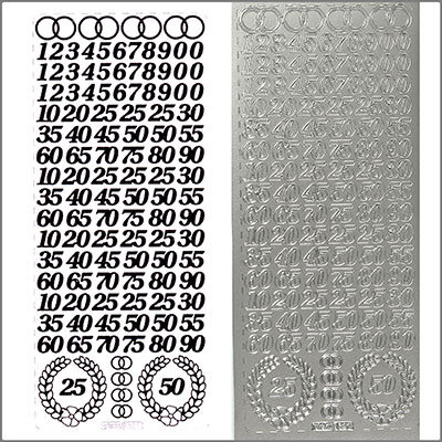 Sticker Jubiläums-Zahlen 10mm silber