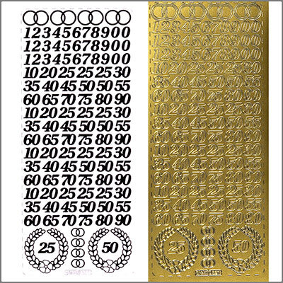 Sticker Jubiläums-Zahlen 10mm gold