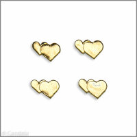 Wachsmotiv Hochzeitskerze - Doppelherz 10x15mm gold, 4 St.