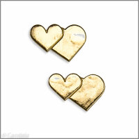 Wachsmotiv Hochzeitskerze - Doppelherz 20x30mm gold, 2 St.