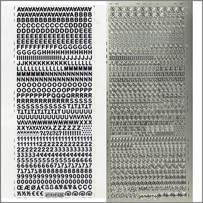 Sticker Buchstaben u. Zahlen 5mm silber