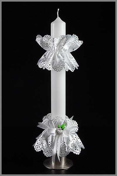 Kerzengarnitur Satin-Rosette und Kerzenröckchen